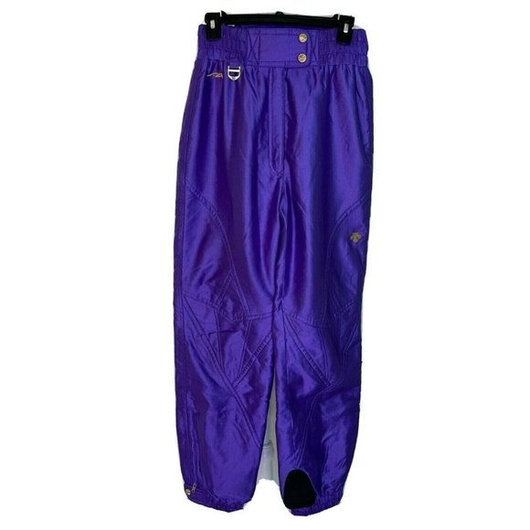 Descente Pants - Descente Snow Pants Womens Size 30 Vintage High Waist Purple Front Zipper Snaps